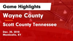 Wayne County  vs Scott County Tennessee Game Highlights - Dec. 20, 2018