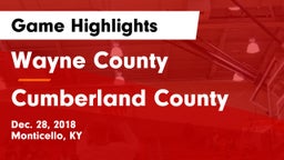 Wayne County  vs Cumberland County  Game Highlights - Dec. 28, 2018