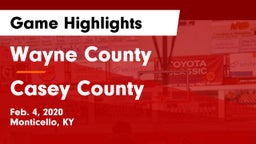 Wayne County  vs Casey County  Game Highlights - Feb. 4, 2020