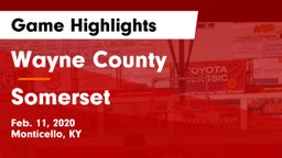 Wayne County  vs Somerset  Game Highlights - Feb. 11, 2020