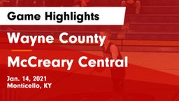 Wayne County  vs McCreary Central  Game Highlights - Jan. 14, 2021