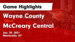Wayne County  vs McCreary Central  Game Highlights - Jan. 29, 2021