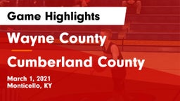 Wayne County  vs Cumberland County  Game Highlights - March 1, 2021