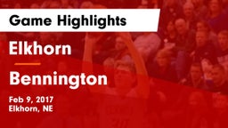 Elkhorn  vs Bennington  Game Highlights - Feb 9, 2017