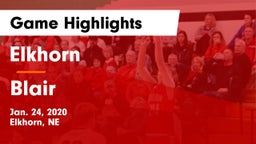 Elkhorn  vs Blair  Game Highlights - Jan. 24, 2020