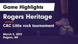 Rogers Heritage  vs CAC Little rock tournament Game Highlights - March 5, 2022