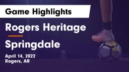 Rogers Heritage  vs Springdale Game Highlights - April 14, 2022