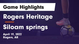 Rogers Heritage  vs Siloam springs Game Highlights - April 19, 2022