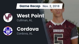 Recap: West Point  vs. Cordova  2018
