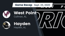 Recap: West Point  vs. Hayden  2020