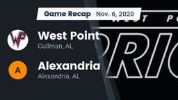 Recap: West Point  vs. Alexandria  2020