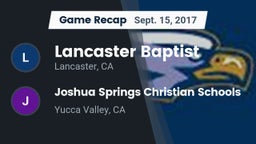 Recap: Lancaster Baptist  vs. Joshua Springs Christian Schools 2017