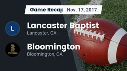 Recap: Lancaster Baptist  vs. Bloomington  2017
