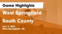 West Springfield  vs South County  Game Highlights - Jan. 5, 2024