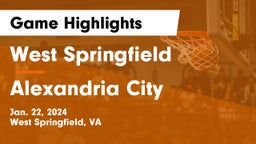 West Springfield  vs Alexandria City  Game Highlights - Jan. 22, 2024