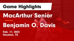 MacArthur Senior  vs Benjamin O. Davis  Game Highlights - Feb. 11, 2022