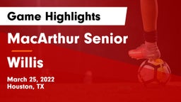 MacArthur Senior  vs Willis  Game Highlights - March 25, 2022