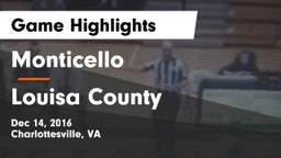 Monticello  vs Louisa County  Game Highlights - Dec 14, 2016