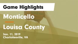 Monticello  vs Louisa County  Game Highlights - Jan. 11, 2019