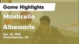 Monticello  vs Albemarle  Game Highlights - Jan. 20, 2020