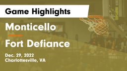 Monticello  vs Fort Defiance  Game Highlights - Dec. 29, 2022