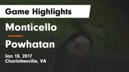 Monticello  vs Powhatan  Game Highlights - Jan 18, 2017