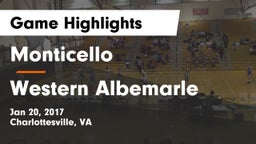 Monticello  vs Western Albemarle  Game Highlights - Jan 20, 2017