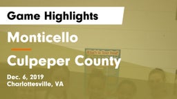 Monticello  vs Culpeper County  Game Highlights - Dec. 6, 2019