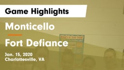 Monticello  vs Fort Defiance  Game Highlights - Jan. 15, 2020