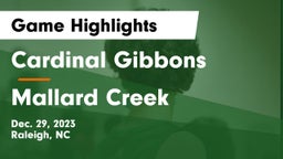 Cardinal Gibbons  vs Mallard Creek  Game Highlights - Dec. 29, 2023