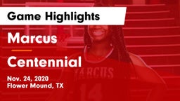 Marcus  vs Centennial  Game Highlights - Nov. 24, 2020