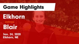 Elkhorn  vs Blair Game Highlights - Jan. 24, 2020