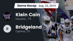 Recap: Klein Cain  vs. Bridgeland  2019