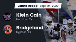 Recap: Klein Cain  vs. Bridgeland  2020