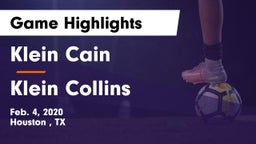 Klein Cain  vs Klein Collins  Game Highlights - Feb. 4, 2020