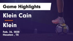 Klein Cain  vs Klein  Game Highlights - Feb. 26, 2020