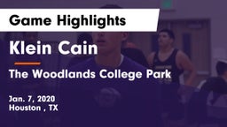 Klein Cain  vs The Woodlands College Park  Game Highlights - Jan. 7, 2020