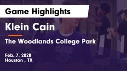 Klein Cain  vs The Woodlands College Park  Game Highlights - Feb. 7, 2020
