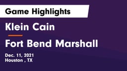 Klein Cain  vs Fort Bend Marshall Game Highlights - Dec. 11, 2021