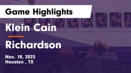 Klein Cain  vs Richardson  Game Highlights - Nov. 18, 2023