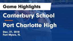 Canterbury School vs Port Charlotte High  Game Highlights - Dec. 21, 2018