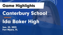 Canterbury School vs Ida Baker High Game Highlights - Jan. 23, 2023