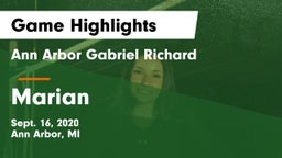 Ann Arbor Gabriel Richard  vs Marian  Game Highlights - Sept. 16, 2020