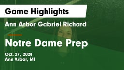Ann Arbor Gabriel Richard  vs Notre Dame Prep  Game Highlights - Oct. 27, 2020