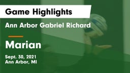 Ann Arbor Gabriel Richard  vs Marian  Game Highlights - Sept. 30, 2021
