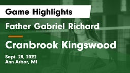 Father Gabriel Richard  vs Cranbrook Kingswood  Game Highlights - Sept. 28, 2022