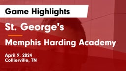 St. George's  vs Memphis Harding Academy Game Highlights - April 9, 2024