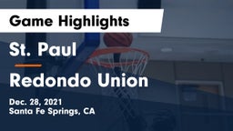 St. Paul  vs Redondo Union  Game Highlights - Dec. 28, 2021
