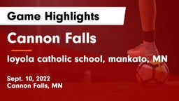 Cannon Falls  vs loyola catholic school, mankato, MN Game Highlights - Sept. 10, 2022