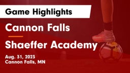 Cannon Falls  vs Shaeffer Academy Game Highlights - Aug. 31, 2023